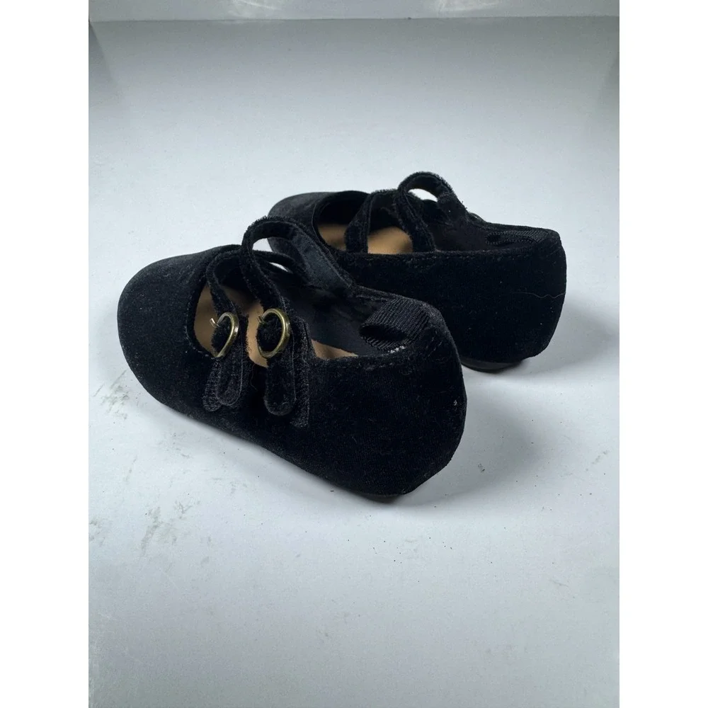 Old Navy Velvet Double-Buckle Ballet Flats Toddler‎ Girls US 12.5 Black Shoes